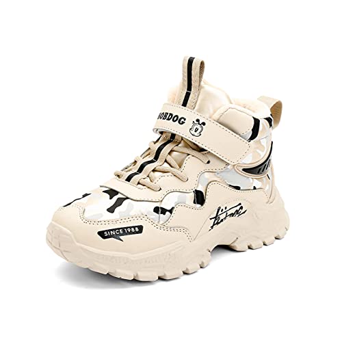 FLIOZY Jungen Mädchen Warm Gefütterte rutschfest Wanderstiefel Kinder Trekking Wanderhalbschuh Mode Outdoor Winterschuhe Trekkingschuhe Schneestiefel Bequem Winterboots Weiß 34 von FLIOZY