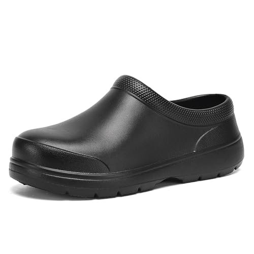 FLIOZY Leichte wasserdichte Eva Arbeitsschuhe für Damen und Herren - rutschfeste Ölbeständige Clogs, Robuste Küchenschuhe für Restaurant, Krankenhaus und Gartenarbeit Black-41 von FLIOZY