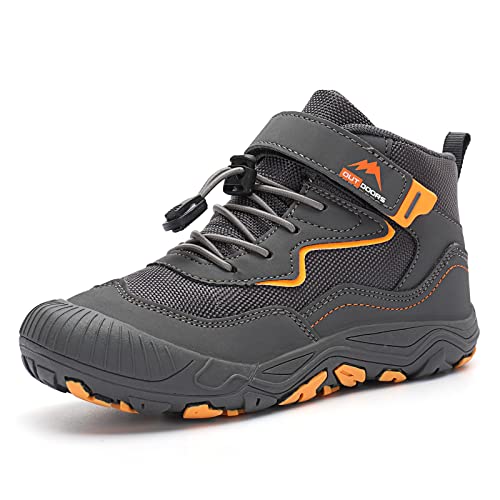 FLIOZY Wanderschuhe Kinder rutschfest Leicht Wanderstiefel Jungen Mädchen Atmungsaktive Trekking Wanderstiefel Sneaker Grau 37 von FLIOZY