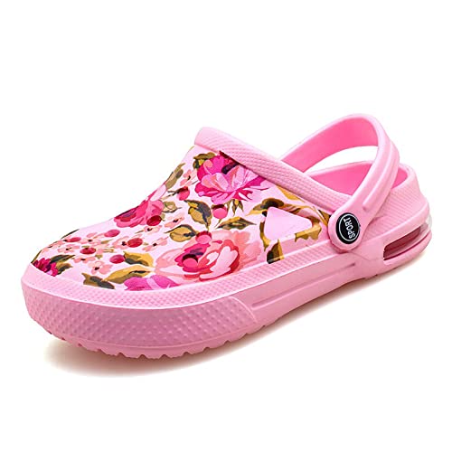 Herren Damen Clogs Pantoletten Gartenschuhe Sommer rutschfest Strand Sandalen Indoor Outdoor Atmungsaktiv Gartenclogs Hausschuhe Rosa 36 von FLIOZY