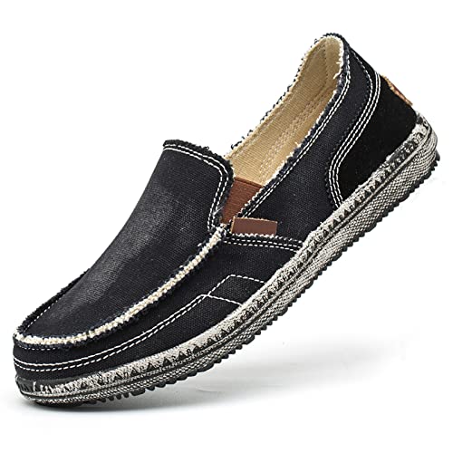 Herren Espadrillas Atmungsaktive Freizeitschuhe Flache Schuhe Leicht Segeltuchschuhe Außenbereich Mokassins Laufschuhe Bootsdeckschuhe Schwarz 45 Herren Espadrillas Atmungsaktive Freizeitschuhe Flache Schuhe Leicht Segeltuchschuhe Außenbereich Mokassins Laufschuhe Bootsdeckschuhe Schwarz 45 von FLIOZY