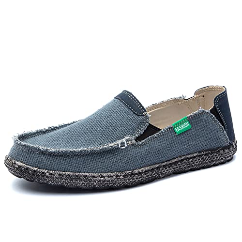 Herren Espadrilles Segelschuhe Faulenzer Flache Freizeitschuhe Atmungsaktive Fahrschuhe Bequeme Slipper Bootsschuhe Deckschuhe Blau 40 von FLIOZY