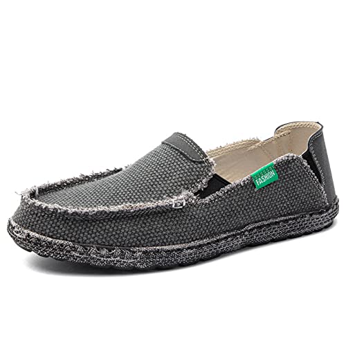 Herren Espadrilles Segelschuhe Faulenzer Flache Freizeitschuhe Atmungsaktive Fahrschuhe Bequeme Slipper Bootsschuhe Deckschuhe Grau 42 von FLIOZY