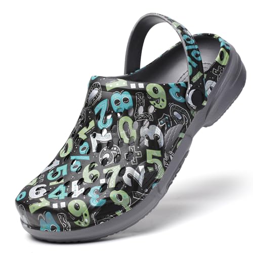 Herren Garten Clogs Slip-On Sommer Sandalen – Leichte, Bequeme Outdoor Dusche Hausschuhe Grey 47 von FLIOZY
