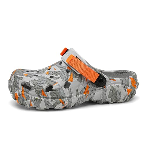 Herren Slip-On Garten Clogs: Sommer Sandalen - rutschfeste Outdoor Klassische Pantoffeln Orange 47 von FLIOZY