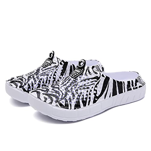 Hollow Clogs Sandalen Damen Sommer Strand Sandalen Gartenschuhe Atmungsaktiv Leichte Hausschuhe Zebra 39 von FLIOZY