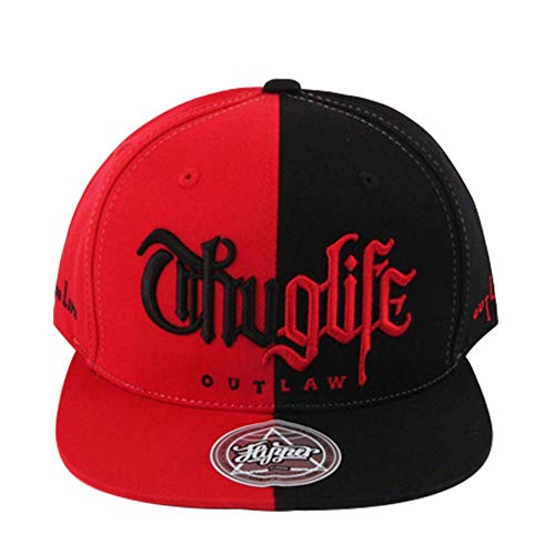 Thuglife 3D-Logo-Stickerei, flache Krempe, Baseballkappe, mittelgroßes Profil, koreanischer Kpop, verstellbarer Snapback-Hut für Männer und Frauen, Schwarz-rot-Original-Logo, 7 / 7 1/4 von FLIPPER