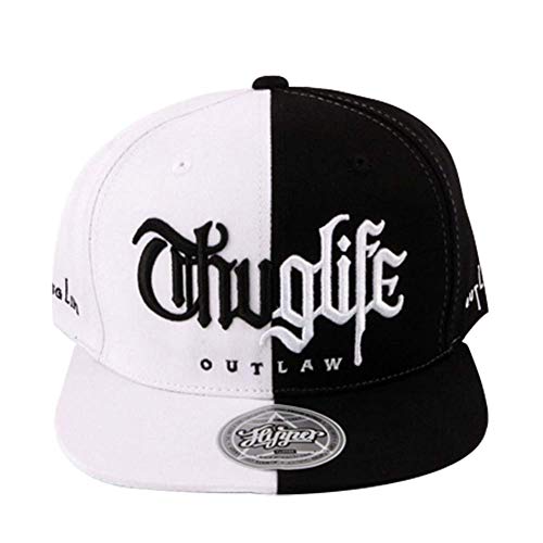 Thuglife 3D-Logo-Stickerei, flache Krempe, Baseballkappe, mittelgroßes Profil, koreanischer Kpop, verstellbarer Snapback-Hut für Männer und Frauen, Schwarz-weiß-Original-Logo, 7 / 7 1/4 von FLIPPER