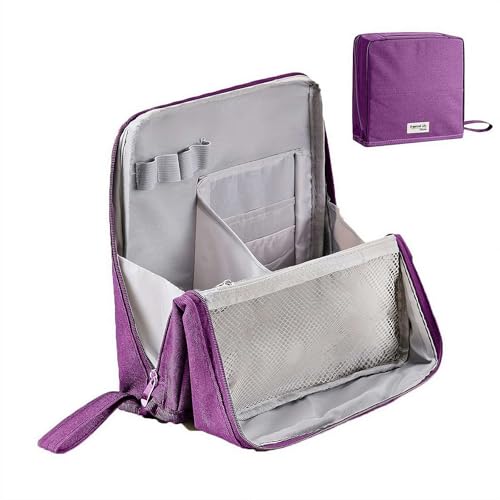 Doresty Make-up-Tasche, Mehrzweck-Make-up-Tasche, große Kapazität, Oxford-Stoff, Stehende Make-up-Tasche, Reise-Make-up-Organizer, tragbare wasserdichte Kosmetik-Kulturbeutel mit Fächern, violett Doresty Make-up-Tasche, Mehrzweck-Make-up-Tasche, große Kapazität, Oxford-Stoff, Stehende Make-up-Tasche, Reise-Make-up-Organizer, tragbare wasserdichte Kosmetik-Kulturbeutel mit Fächern, violett von FLKWOP