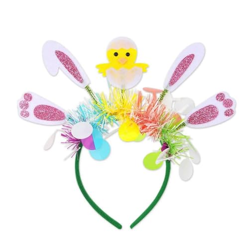 FLKWOP Cartoon-Kaninchenohren-Haarreif, Osterhasen-Ohren, Haarbänder für Erwachsene, buntes Kleid, Streifen, Kopfschmuck, Kinderurlaub von FLKWOP