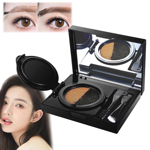 2 in 1 Eyebrow & Eyeliner Cream with Stamp, Multi-Functional Double-Headed Eyeliner Stamp, Double Color Waterproof Brow Powder & Eyeliner Cream, Eyebrow Stencil Kit (Gray) von FLLUOUZH