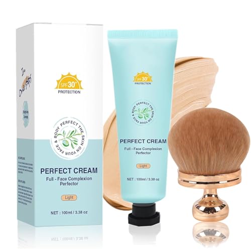 Body Coverage Perfector with SPF 30+, 12H Hydrating CC Cream, Full Coverage Foundation & Concealer Cream, Waterproof, Transfer-Resistant, Long-Lasting Skin Tint (Light) von FLLUOUZH