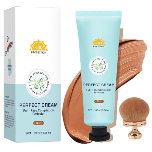 Body Coverage Perfector with SPF 30+, 12H Hydrating CC Cream, Full Coverage Foundation & Concealer Cream, Waterproof, Transfer-Resistant, Long-Lasting Skin Tint (Rich) von FLLUOUZH