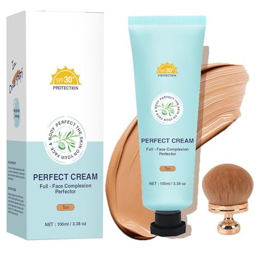 Body Coverage Perfector with SPF 30+, 12H Hydrating CC Cream, Full Coverage Foundation & Concealer Cream, Waterproof, Transfer-Resistant, Long-Lasting Skin Tint (Tan) von FLLUOUZH