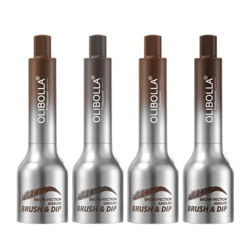 Flüssiger Augenbrauenpinsel, Abgewinkelter Pinsel & Dip, Langanhaltender Wasserfester Augenbrauenstift, Zaubert Mühelos Natürlich Aussehende Haarähnliche Augenbrauen (4 Farben) von FLLUOUZH