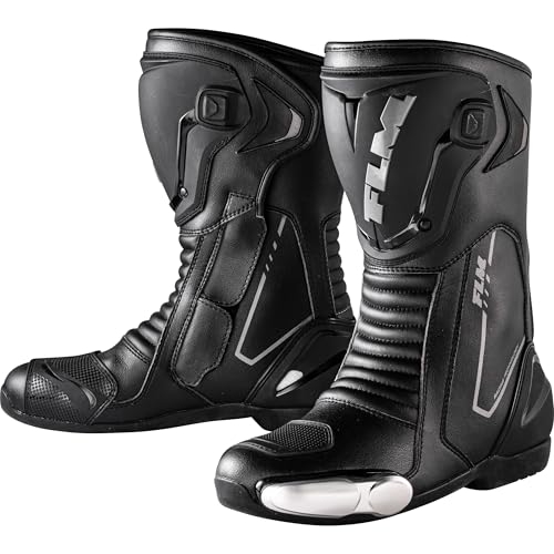 FLM Brooklands Motorradstiefel Lang – Metall Zehenschleifer – Reflexeinsatz – Polyurethan – Polyester – Gummisohle von FLM