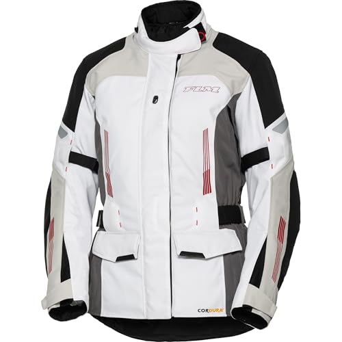 FLM Damen Touren Textiljacke 3.0 - Wasserdicht & Atmungsaktiv - Cordura - Schwarz - Protektoren EN 162 weiß XL von FLM