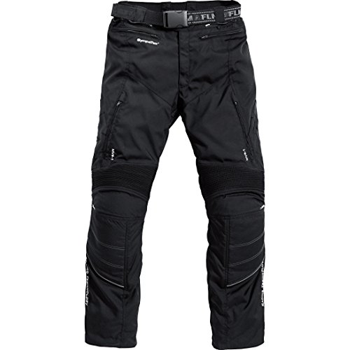 FLM Motorradhose Herren Textilhose, wasserdicht, Winddicht, Belüftungssystem, Verbindungsreißverschluss zur Jacke, Knieprotektoren (EN 1621-1) Schwarz 46 von FLM