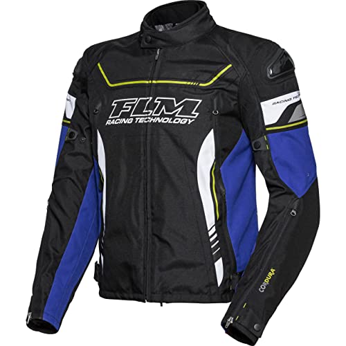 FLM Motorradjacke mit Protektoren Motorrad Jacke Octane Textiljacke schwarz/blau/weiß/gelb L, Herren, Sportler, Ganzjährig, Polyester, Mehrfarbig von FLM