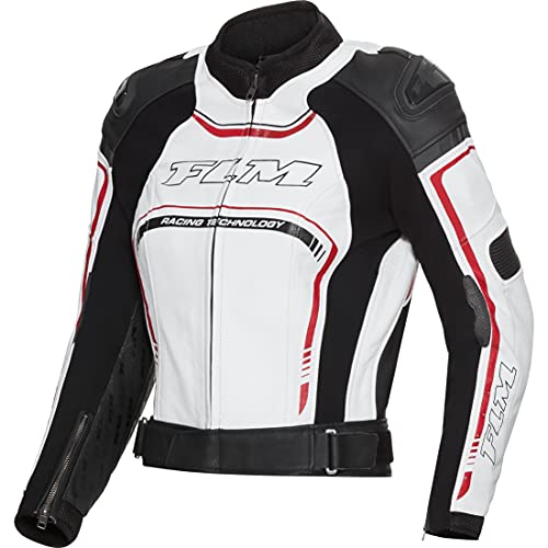 FLM Motorradjacke mit Protektoren Motorrad Jacke Sports Damen Lederkombijacke 3.1 schwarz/weiß 38, Sportler, Ganzjährig von FLM