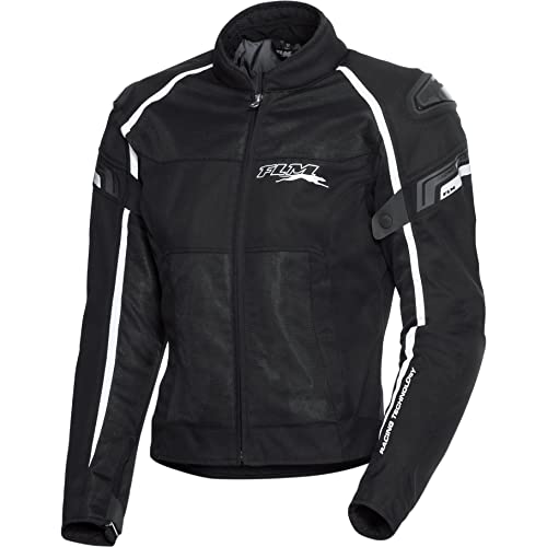 FLM Motorradjacke mit Protektoren Motorrad Jacke Sports Textil Jacke 1.2 schwarz/weiß 4XL, Herren, Sportler, Ganzjährig von FLM