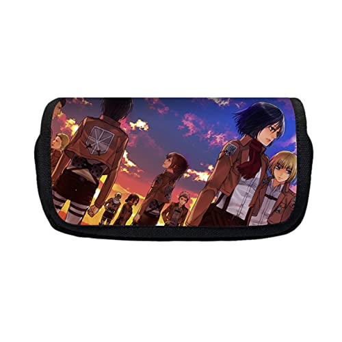 FLOATING Attack On Ti-tan Anime Federmäppchen mit 2 Fächer, Mäppchen Reißverschluss Tasche, Büro Stifthalter Organizer Schreibwarentasche mit Fächern für Mädchen Jungen-21 * 10 * 7.5cm||Multicolor 28 von FLOATING