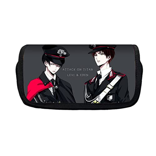 FLOATING Attack On Ti-tan Anime Federmäppchen mit 2 Fächer, Mäppchen Reißverschluss Tasche, Büro Stifthalter Organizer Schreibwarentasche mit Fächern für Mädchen Jungen-21 * 10 * 7.5cm||Multicolor 13 von FLOATING