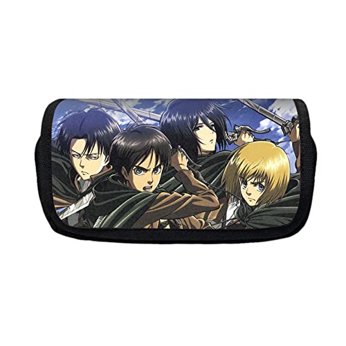 FLOATING Attack On Ti-tan Anime Federmäppchen mit 2 Fächer, Mäppchen Reißverschluss Tasche, Büro Stifthalter Organizer Schreibwarentasche mit Fächern für Mädchen Jungen-21 * 10 * 7.5cm||Multicolor 22 von FLOATING