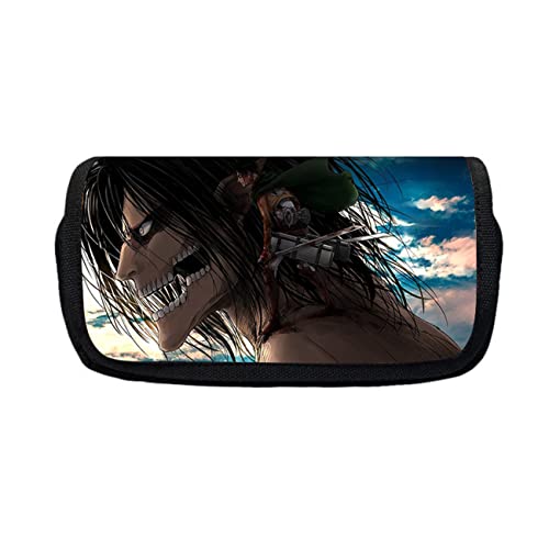 FLOATING Attack On Ti-tan Anime Federmäppchen mit 2 Fächer, Mäppchen Reißverschluss Tasche, Büro Stifthalter Organizer Schreibwarentasche mit Fächern für Mädchen Jungen-21 * 10 * 7.5cm||Multicolor 17 von FLOATING