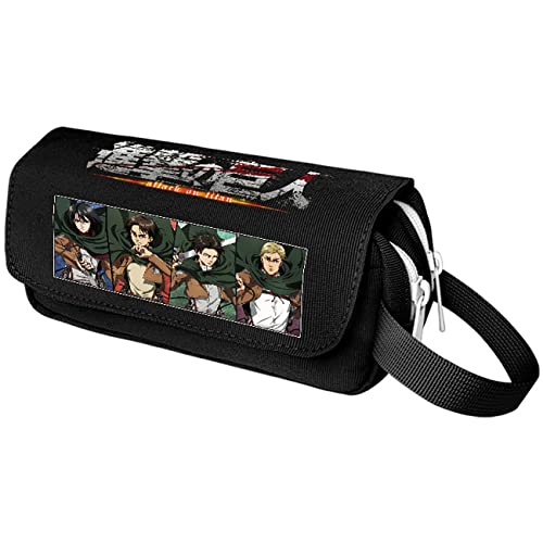 FLOATING Attack On Ti-tan Large Capacity Pencil Case, Cartoon Anime Double Zipper Pencil Case, Large Capacity Kids Pencil Cases-21 * 11 * 7cm||Multicolor 6 von FLOATING