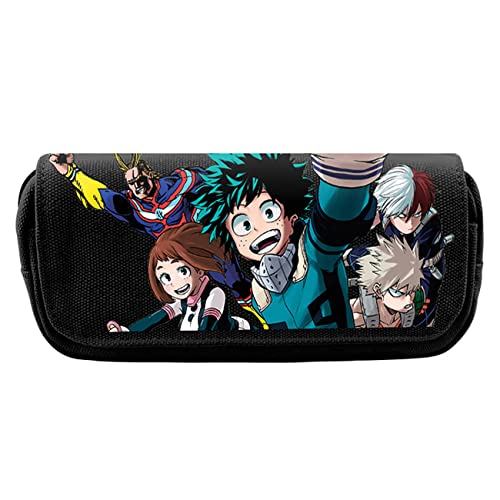 FLOATING My He-ro Academ-ia Pencil Case with Compartments, Cartoon Anime Double Zipper Pencil Case, Double Layers Pencil Case for Kids-20x10x7.5cm||Multicolor 19 von FLOATING