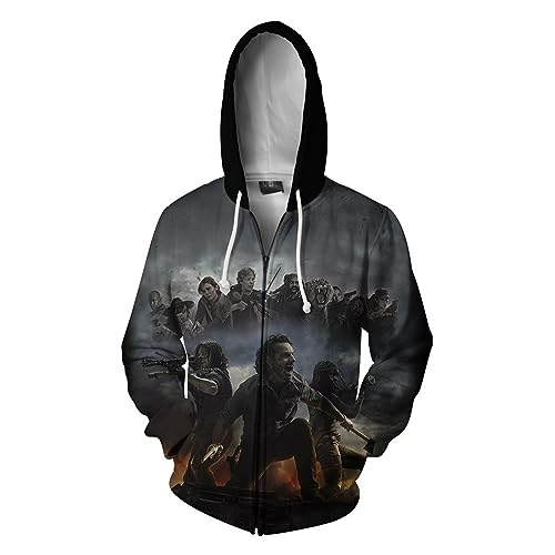 FLOATING The Walki-ng Dead Pulli Herren, Cosplay Manga Kapuzenpullover Kapuzenjacke, Stylish Basic Jacke Pullover Sweatshirt Kostüm-Black B||M von FLOATING