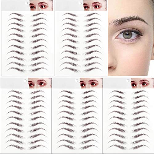 FLOFIA 5 Blatt 4D Augenbrauen Tattoo Aufkleber Augenbrauen Shaping Schablonen Eyebrow Tattoo Aufkleber Eyebrow Shaping Schablonen Damen Semi Permanent Haarähnlich Wasserdicht Falsch Augenbraue von FLOFIA