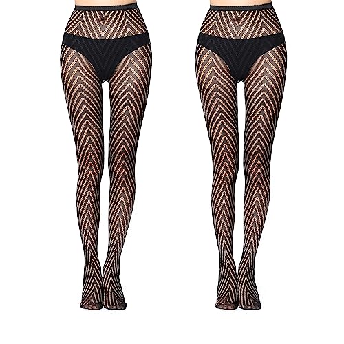 FLORA GAURD 2 PC Netzstrumpfhose Schwarz, Fishnet Stockings Strümpfe Strumpfhosen Netzstrümpfe Hohe Taille Fischernetz Strumpfhosen für Damen（6019） von FLORA GUARD