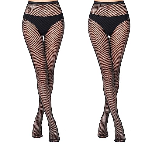 FLORA GAURD 2 PC Netzstrumpfhose Schwarz, Fishnet Stockings Strümpfe Strumpfhosen Netzstrümpfe Hohe Taille Fischernetz Strumpfhosen für Damen（6029） von FLORA GUARD