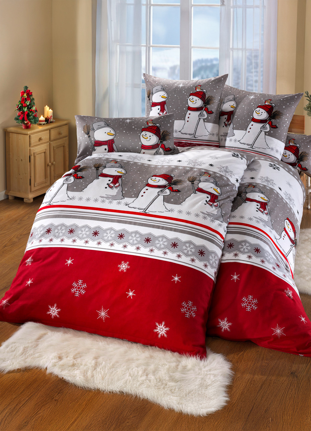 Bettwäsche-Garnitur in Soft-Biber Qualität, Größe 111 (40x80 cm + 135x200 cm), Multicolor von FLORELLA