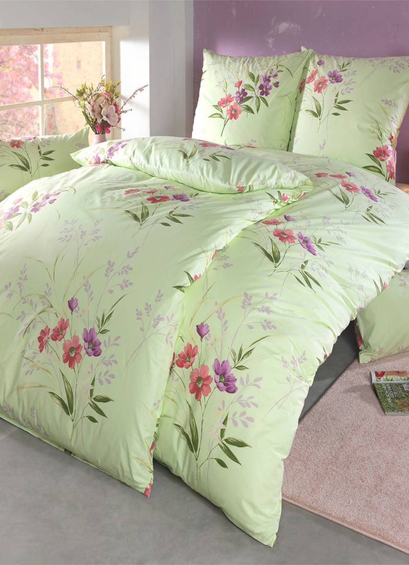 Bettwäsche-Garnitur in Soft-Renforcé Qualität von Florella, Größe 111 (40x80 cm + 135x200 cm), Grün von FLORELLA