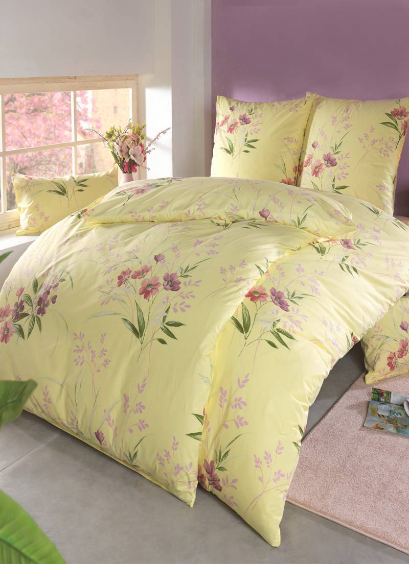 Bettwäsche-Garnitur in Soft-Renforcé Qualität von Florella, Größe 112 (80x80 cm + 135x200 cm), Gelb von FLORELLA