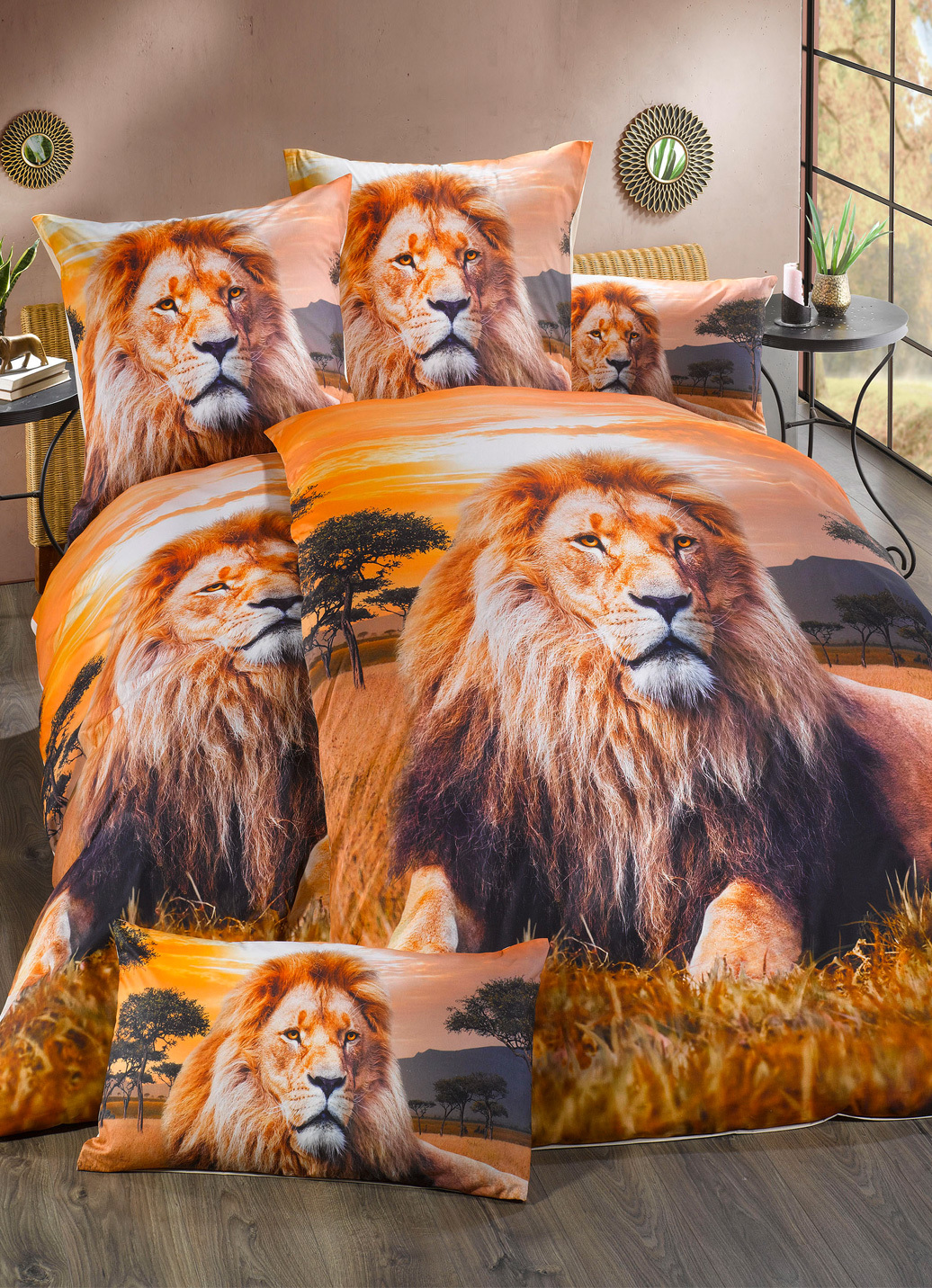 Bettwäsche-Garnitur mit Reißverschluss, Größe 111 (40x80 cm + 135x200 cm), Multicolor von FLORELLA