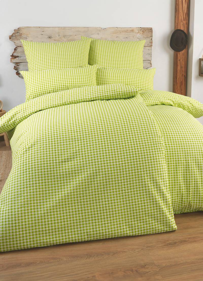 Bettwäsche-Garnitur mit Reißverschluss, Größe 112 (80x80 cm + 135x200 cm), Grün von FLORELLA