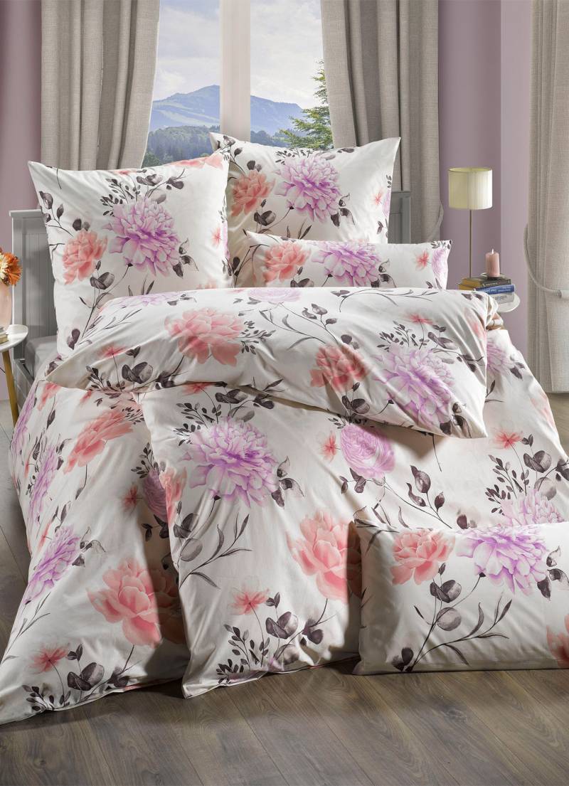 Fein-Renforce-Bettwäsche-Garnitur von Florella, Größe 115 (80x80 cm + 155x220 cm), Silber von FLORELLA