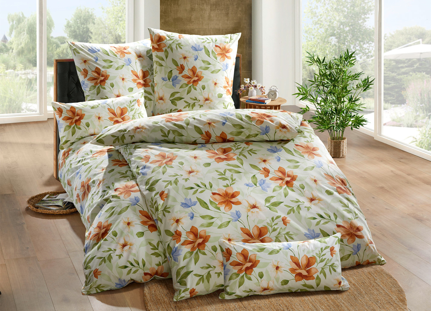 Fein-Renforcé Bettwäsche aus 100% Baumwolle, Größe 115 (80x80 cm + 155x220 cm), Lind-Terra von FLORELLA