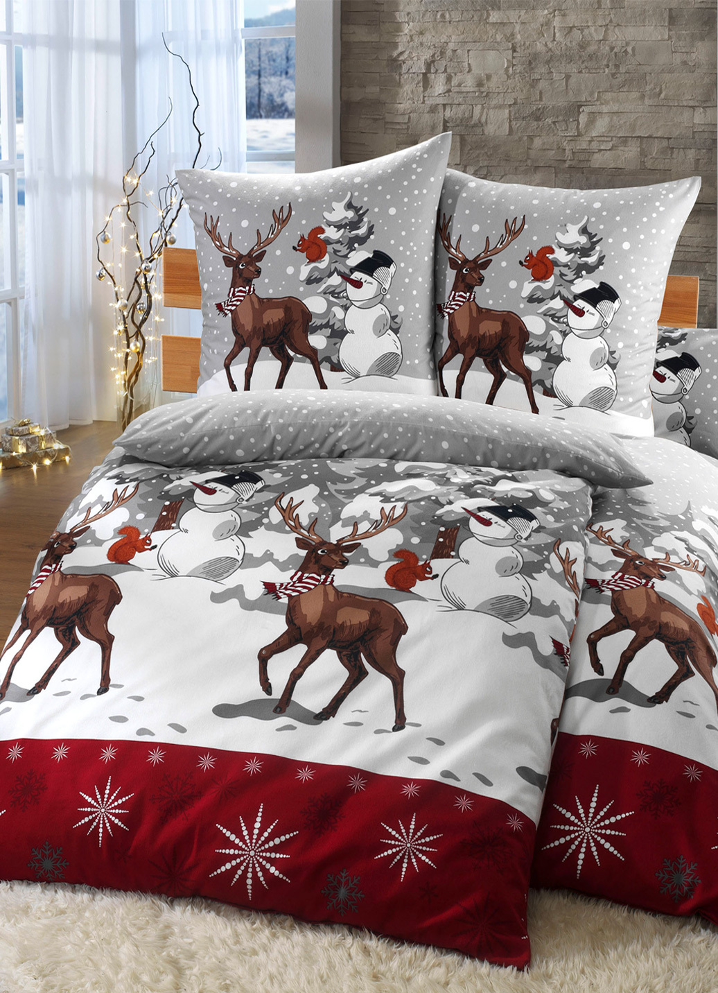 Florella Bettwäsche-Garnitur aus Soft-Biber, Größe 111 (40x80 cm + 135x200 cm), Bunt von FLORELLA