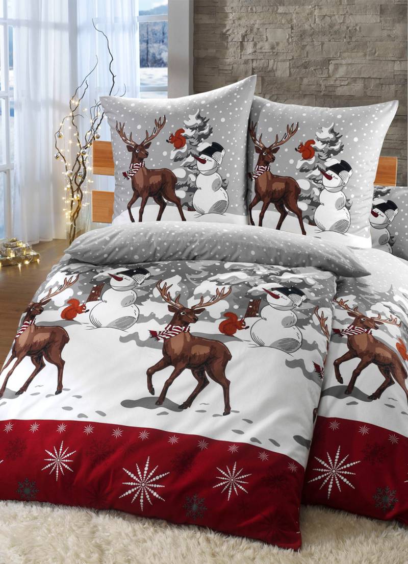 Florella Bettwäsche-Garnitur aus Soft-Biber, Größe 111 (40x80 cm + 135x200 cm), Bunt von FLORELLA