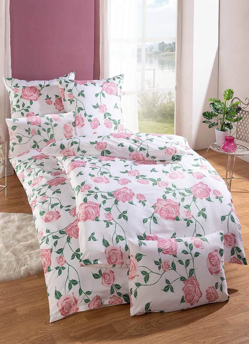 Florella Bettwäsche-Garnitur in Microfaser-Qualität, Größe 111 (40/80 cm + 135/200 cm), Rosé von FLORELLA