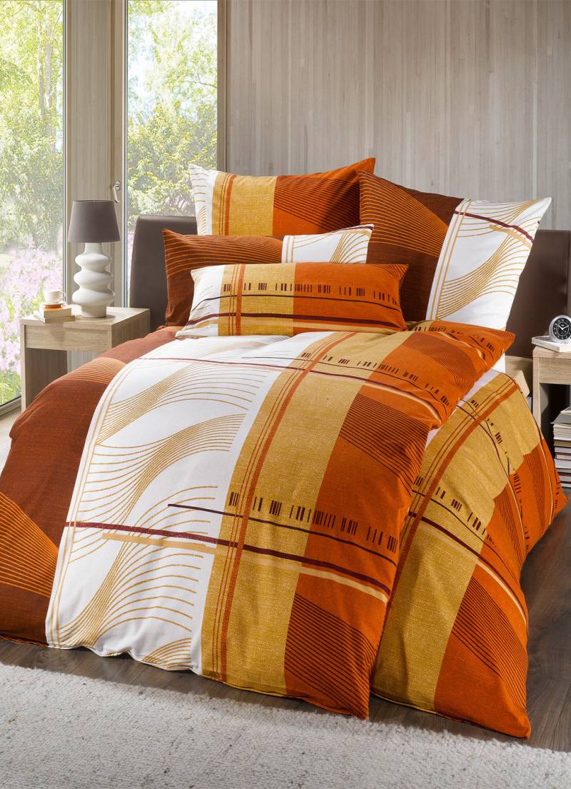 Soft-Biber Bettwäsche-Garnitur, Größe 115 (80x80 cm + 155x220 cm), Terra von FLORELLA