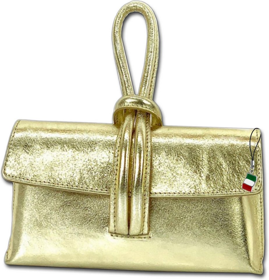 FLORENCE Abendtasche Abendtasche gold Florence Tasche Leder (Umhängetasche, Umhängetasche), Damen Tasche Echtes Leder gold, Made-In Italy von FLORENCE