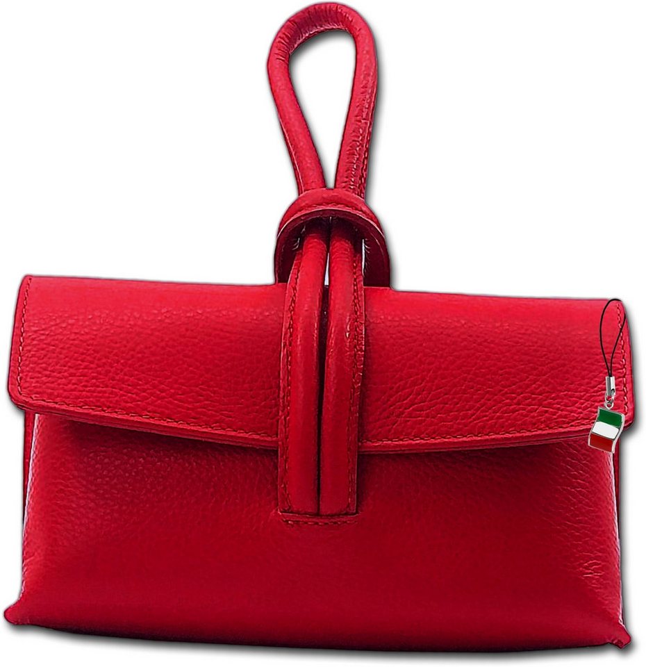 FLORENCE Abendtasche Abendtasche rot Florence Tasche Leder (Umhängetasche, Umhängetasche), Damen Tasche Echtes Leder rot, Made-In Italy von FLORENCE