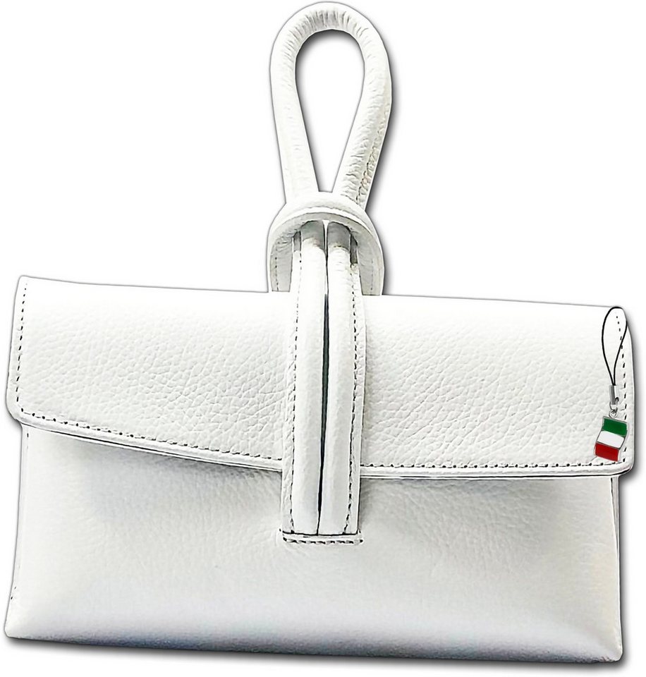 FLORENCE Abendtasche Abendtasche weiß Florence Tasche Leder (Umhängetasche, Umhängetasche), Damen Tasche Echtes Leder weiß, Made-In Italy von FLORENCE