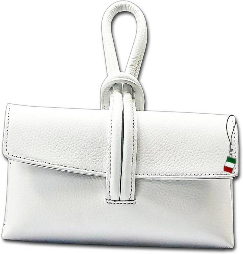 FLORENCE Abendtasche Abendtasche weiß Florence Tasche Leder (Umhängetasche, Umhängetasche), Damen Tasche Echtes Leder weiß, Made-In Italy von FLORENCE